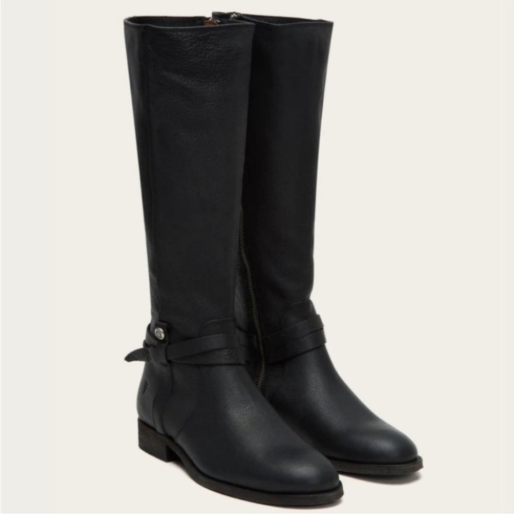 Frye Black Tall Leather Riding Boots